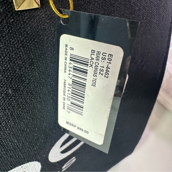 NEW Women’s Bebe Rian Black Canvas Tote Bag w/Gold Studs - Picture 8 of 8